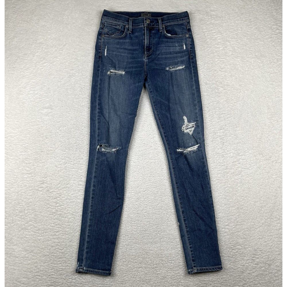AGOLDE Jeans‎ Womens 27 Blue Medium Wash Sophie Skinny Stretch Distressed Denim